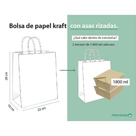 Paper Kraft Bag with Twisted Handles 80 g/m² 22+10x28cm (25 Units)