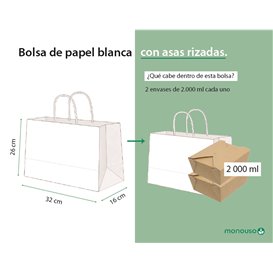 Paper White Bag with Twisted Handles 80 g/m² 32+16x26cm (250 Units)