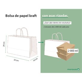 Paper Kraft Bag with Twisted Handles 80 g/m² 32+16x26cm (25 Units)