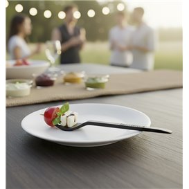 Mini fork Plastic Appetizer Black 100 mm (50 Units)