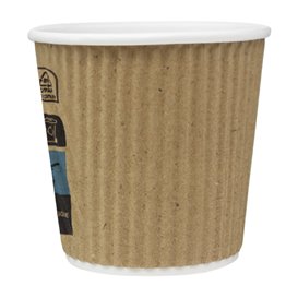 Ripple Wall Kraft Paper Cup Double Wall 4Oz/120ml Ø6,2cm (25 Units)