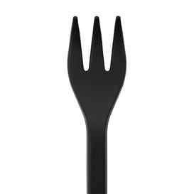 Plastic CPLA Appetizer Mini fork Black 10 cm (50 Units)