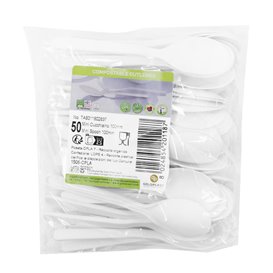 White CPLA Plastic Appetizer Small spoon 10 cm (1000 Units)