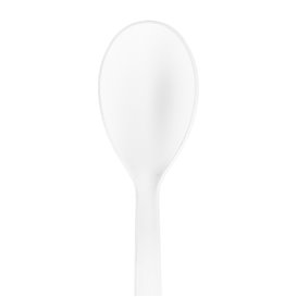 White CPLA Plastic Appetizer Small spoon 10 cm (50 Units)