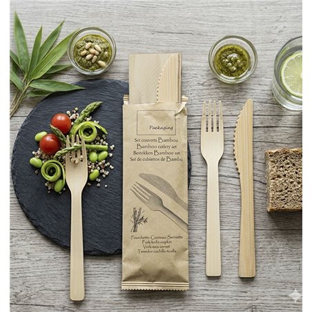 Bamboo Cutlery Kit with Napkin 32789