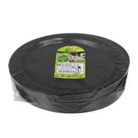 Reusable Rigid Plate PP Flat Black "Cocktail" 18,5 cm (500 Units)