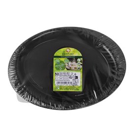 Reusable Rigid Plate PP Flat Black "Cocktail" 18,5 cm (50 Units)