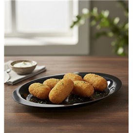 Reusable Rigid Plate PP Flat Black "Cocktail" 18,5 cm (500 Units)