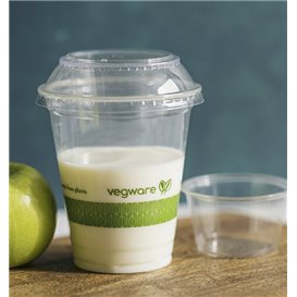 Flat Dome Lid for Compostable PLA Tub "Bella pot" Transparent Ø9,6cm (1000 Units)