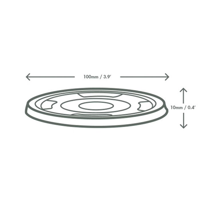 PLA flat lid Series 96 without hole for cold cups and containers