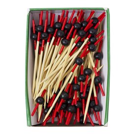 Black and Red Decorated Bamboo Skewer 7cm (1200 Units)