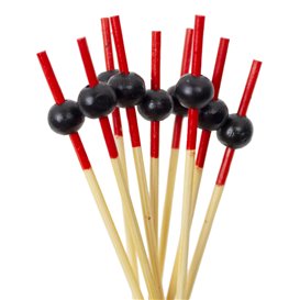 Black and Red Decorated Bamboo Skewer 7cm (1200 Units)