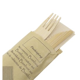 Bamboo Cutlery set Fork, Knife and Napkin 17cm (288 Units)