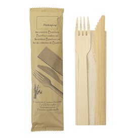 Bamboo Cutlery set Fork, Knife and Napkin 17cm (288 Units)