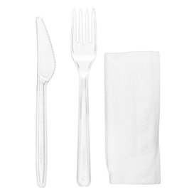 Reusable PS Cutlery Set Fork, Knife and Napkin (500 Units)