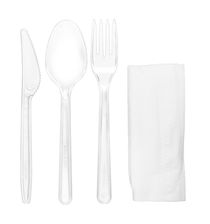 Reusable PS Cutlery Set Fork, Knife, Spoon and Napkin (25 Units)