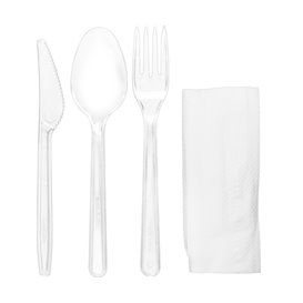 Reusable PS Cutlery Set Fork, Knife, Spoon and Napkin (500 Units)