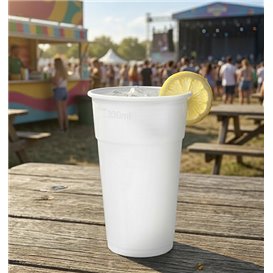 White Reusable PP Plastic Cup 330ml (50 Units)