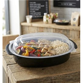 Black Oval PP Container with Lid 600ml 15,4x22,6cm (50 Units)