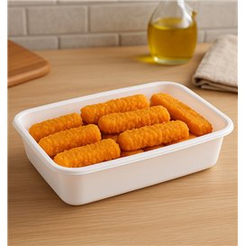 White Rectangular PP Container 500ml 17,4x11,6x4,3cm (25 Units)