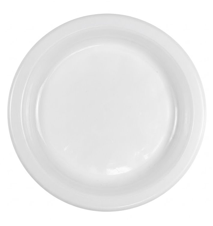Economy Reusable White PS Plate Ø16,5cm (100 Units)
