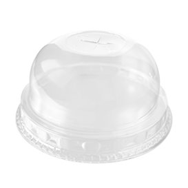 Clear rPET Dome Lid with Cross Slot Ø9cm (50 Units)