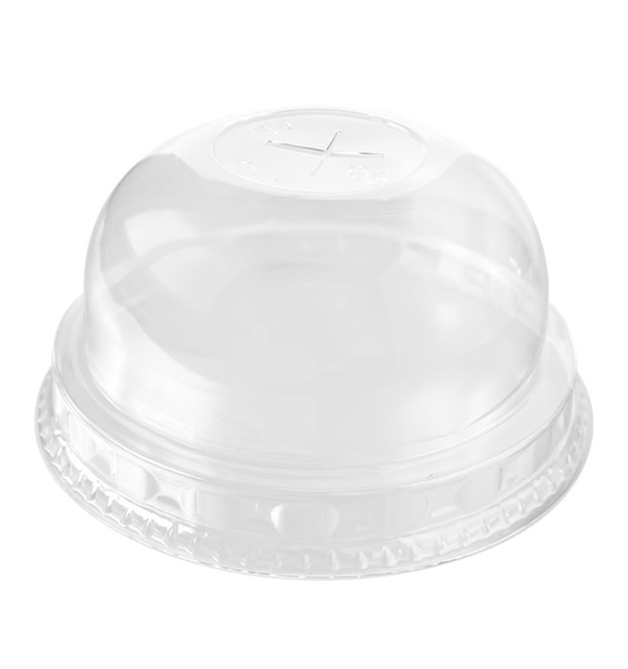 Clear rPET Dome Lid with Cross Slot Ø9cm (600 Units)