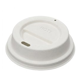 White Wood Fiber Travel Lid with Hole Ø9,4cm (1000 Units)