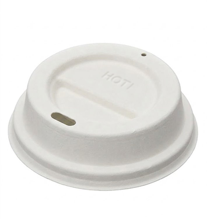 White Wood Fiber Travel Lid with Hole Ø9.4cm (1000 Units)