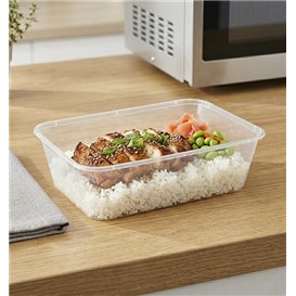 Transparent PP Plastic Rectangular Container 650ml 17,3x11,9x5,1cm (500 Units)