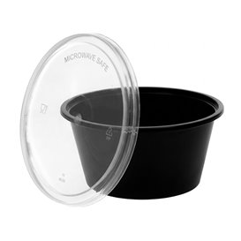 Black PP Sauce Container with Lid 2Oz/60ml (1000 Units)
