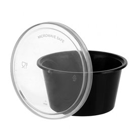 Black PP Sauce Container with Lid 4Oz/120ml (100 Units)