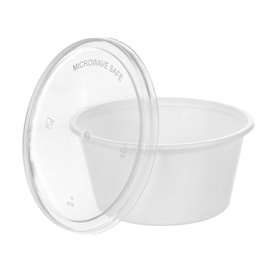 White PP Sauce Container with Lid 2Oz/60ml (1000 Units)
