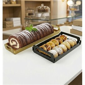 Paper Tray with Handles Rectangular shape Gold 22x28cm (10 Units)