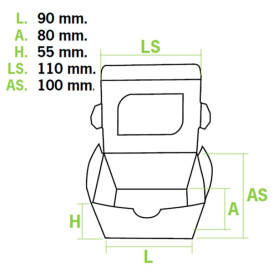 Paper Take-out Container "Premium" 11x10x5,5cm 400ml (500 Units)