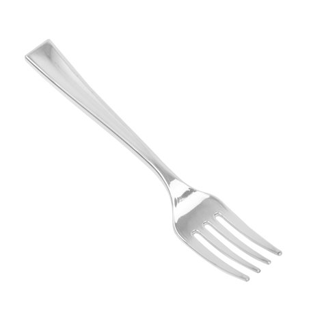 Reusable metallized PS fork 10 cm silver effect