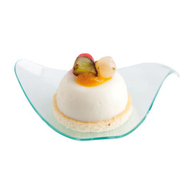 Plastic Tasting Plate PS Triangular shape Water Green 8cm (30 Units) 