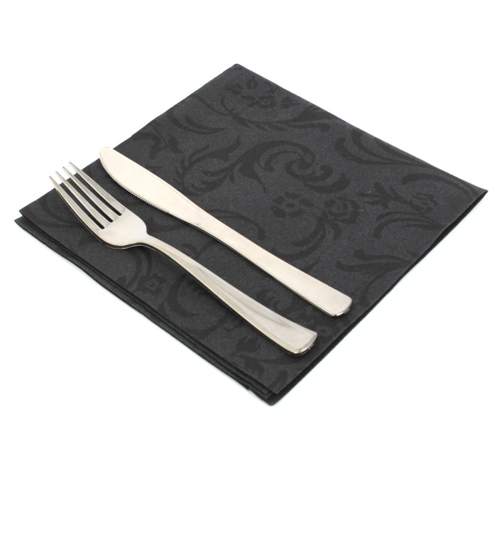 Airlaid Napkins "Damascato" Black 40x40cm 