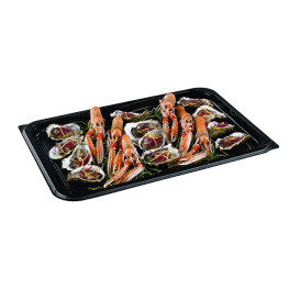 Plastic Tray with Lid Black 55x37 cm (25 Units) 