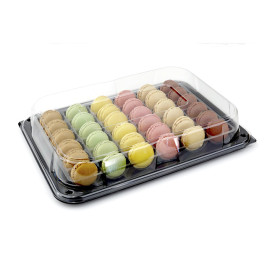 Plastic Tray with Lid Black 35x24 cm (25 Units) 