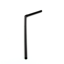 Plastic Straw Flexible PS Black Ø0,5cm 21cm (100 Units) 