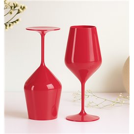 Durable Reusable Red Tritan Wine Glass 470ml (6 Unit)